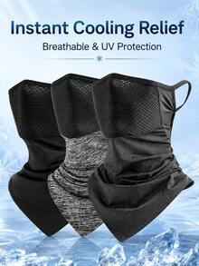 Ice Silk Cooling Sun Protection Mask For Men And Women, UPF50+ UV Protection, Breathable Mesh Design, Suitable For Cycling, Fishing, Hiking, Motorcycle Riding And Other Outdoor Activities, Comes With Replaceable Filter Breathable Mask - Multicolor - View 2