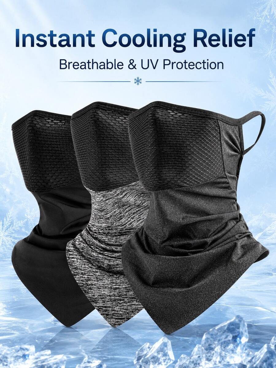 Ice Silk Cooling Sun Protection Mask For Men And Women, UPF50+ UV Protection, Breathable Mesh Design, Suitable For Cycling, Fishing, Hiking, Motorcycle Riding And Other Outdoor Activities, Comes With Replaceable Filter Breathable Mask