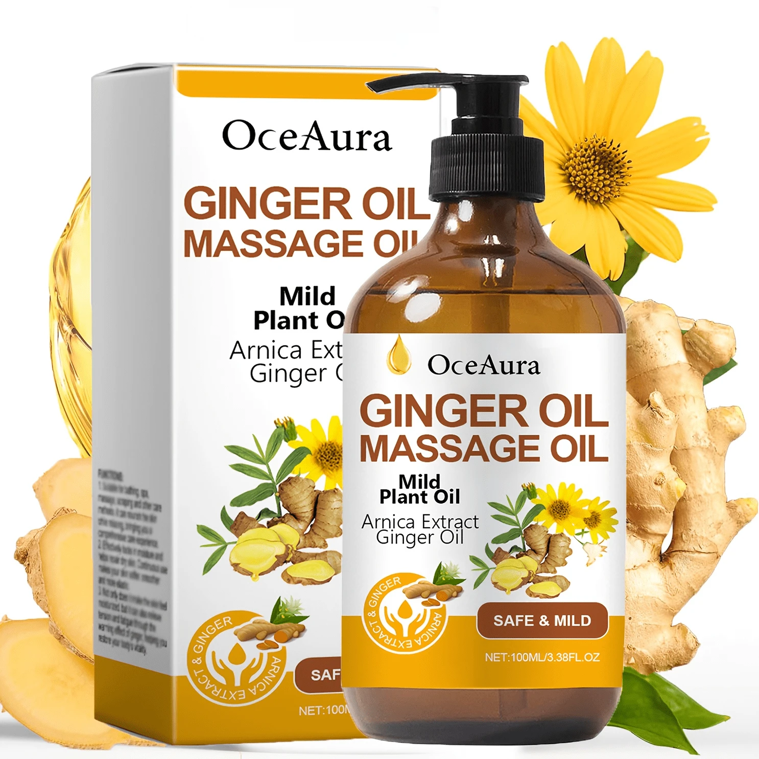 100ml Ginger Massage Oil - Nourishing Ginger Care Oil Suitable For Body Massage And Daily Skincare - Ginger - View 1