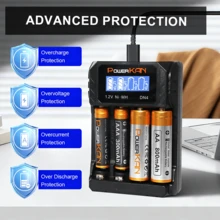 POWERKAN USB-C Fast Charger With LCD Display: 4 Independent Slots For AA/AAA NiMH Batteries, Includes 4/8pcs 1.2V Rechargeable Batteries (AA/AAA Mixed Optional), Real-Time Charging Status At A Glance - Yes - View 7