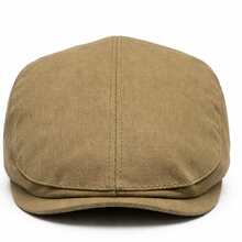 Men's Linen Retro Italian Style Beret Hat/Cap - Khaki - View 3