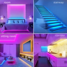 3-100ft RGB LED Strip Lights, App And 44-Key Remote Control, Music Sync Color Changing Light Strip With Timer Function, Adjustable Brightness, Suitable For Bedroom, Game Room, Home Decor, Kitchen, Living Room, Party Decoration And More DIY Modes - 3535RGB - 查看 9