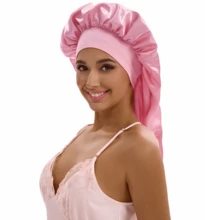ZTZI Women's Extra Long Hair Bonnet, Elastic Wide Band Sleep Cap For Hair Care, Anti-Frizz Bonnets, Solid Color Casual Polyester Bonnet For Home Use, All Seasons - BC Color Matching Elastic 9008 - View 5