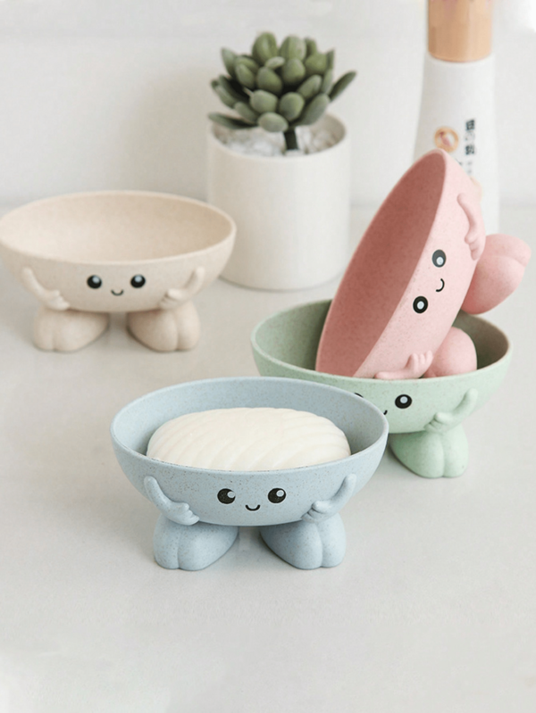 1 chiếc khay đựng xà phòng đan hình hoạt hình 3D sáng tạo có khay thoát nước, giá đựng xà phòng hoạt hình dễ thương, hộp đựng xà phòng và kệ lưu trữ đa năng cho phòng tắm, trang trí nhà cửa, trang trí mùa thu, trang trí mùa tựu trường.