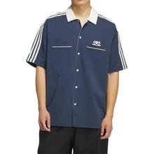 Áo sơ mi ngắn tay cổ bẻ dáng rộng, thời trang và đa năng adidas Originals x Disney Bowling, unisex, màu xanh dương. - Màu xanh lam - Xem 2