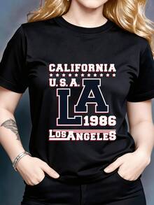 Women's T-Shirt - New Summer 2026 Collection - Casual Short Sleeve Crew Neck - Soft - Versatile Basic Top Ideal For Everyday Wear, Easy To Layer, Machine Washable, Crew Neck - Wardrobe Essential - Women's Going-Out Tops - 黑色 - 查看 1