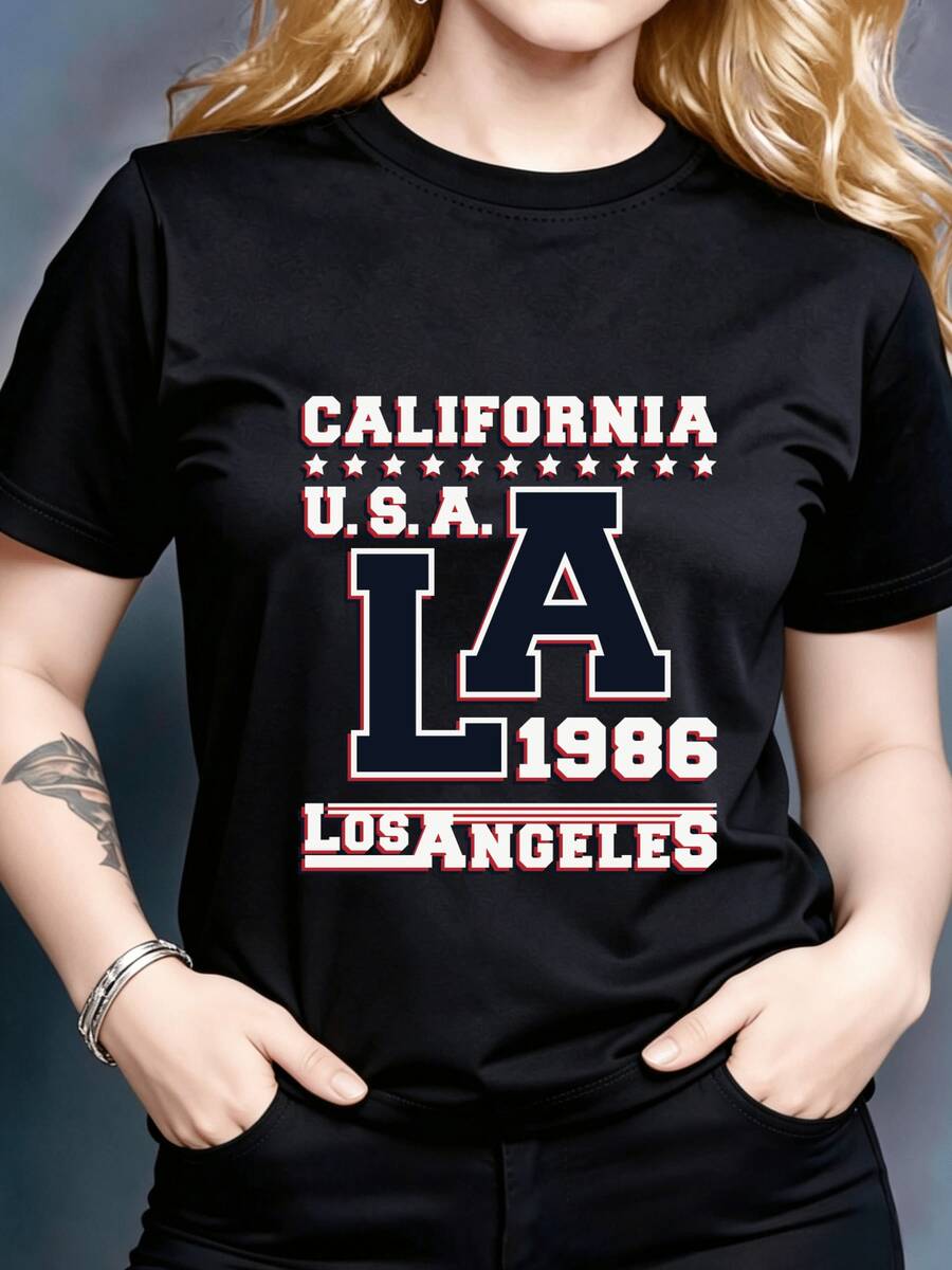 Women's T-Shirt - New Summer 2026 Collection - Casual Short Sleeve Crew Neck - Soft - Versatile Basic Top Ideal For Everyday Wear, Easy To Layer, Machine Washable, Crew Neck - Wardrobe Essential - Women's Going-Out Tops - 黑色 - 查看 1