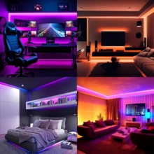 3-100ft RGB LED Strip Lights, App And 44-Key Remote Control, Music Sync Color Changing Light Strip With Timer Function, Adjustable Brightness, Suitable For Bedroom, Game Room, Home Decor, Kitchen, Living Room, Party Decoration And More DIY Modes - 3535RGB - 查看 8