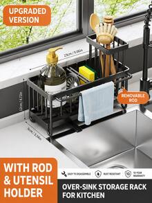 Multifunctional Sink Dish Drying Rack, Stainless Steel Cutlery Holder With Drain Basket, Suitable For Small Kitchen Space - Multicolor - View 10