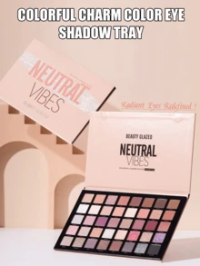 beauty glazed 40 Colors Pearl Smoky Eyeshadow Palette, Matte Shimmer Texture, Super Pigmented, Powdery Blendable Formula, Create Dimensional Contour, Natural Daily Makeup, Suitable For Beginners - Multicolor - View 3