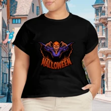 Camiseta Artística para Mujer Plus Size con Estampado Casual - Negro - Ver 4