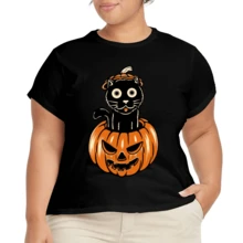 Camiseta Cómoda para Mujer Talla Grande con Estampado - Negro - Ver 2