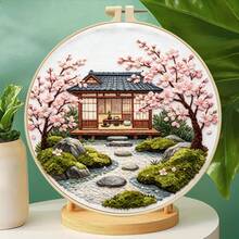 Japanese Sakura Garden Embroidery Kit, Beginner Friendly With Embroidery Hoop, Oriental Home Decor Artwork - Multicolor - View 7