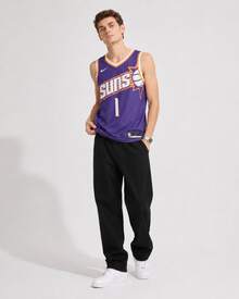 Nike Dri-Fit  Alphabet And Number Print Color Block V-Neck Sleeveless 23-24 Season Phoenix Suns Devin Booker #1 Basketball Vest, Men's, Purple - Purple - View 6