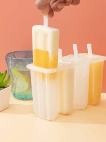 1 pieza Molde de silicona para pudín/helado con formas de dibujos animados (animales, frutas) Molde para hacer helado en casa, ligero y fácil de usar, esencial para el verano - Blanco - Ver 7