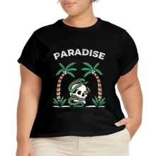 Camiseta Cómoda para Mujer Talla Grande con Estampado - Negro - Ver 2