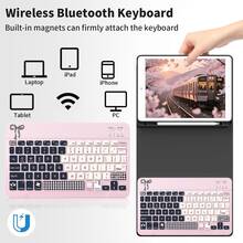 適用於 Galaxy Tab、Pad SE 的鍵盤保護殼，附可拆卸式無線藍牙鍵盤與筆桿收納槽（不含筆桿），輕薄輕量支架保護套 - View 2