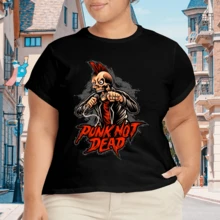 Camiseta Ligera Casual para Mujer Plus Size de Verano - Negro - Ver 4