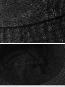 1件水洗刺繡漁夫帽，中性款，復古街頭風，休閒戶外防曬帽 - A - 查看 5