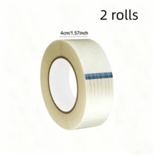 2pcs High Toughness Double-Sided Striped Fiber Tape, Strong & Tear-Resistant Transparent No-Trace Tape For Sealing, Packing, Heavy Duty Fixing, Appliance Repair, Crack Prevention, Multi-Purpose Industrial Tape - A-White - View 11