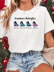 Four Colorful Butterflies Representing Family Love, Hope, Growth, And The Sweetness Of Shared Memories. Women's Casual White T-Shirt With A Loving Message. - 白色 - 查看 6