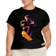 Camiseta Holgada Plus Size para Mujer con Estampado de Frases - Negro - Ver 2