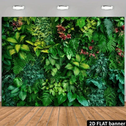 1 pièce Toile de fond de photographie plate 2D de forêt verte naturelle, décoration murale pour salon, chambre à coucher, bureau, maison, fête