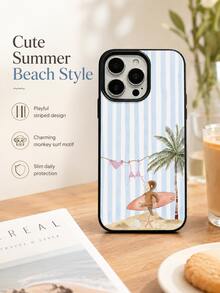 1 chiếc ốp lưng điện thoại mềm chống sốc toàn thân kiểu khỉ lướt sóng sọc xanh trắng, họa tiết khỉ biển mùa hè, phù hợp với 17 Pro MAX/17 Pro/17/16 Pro MAX/16 Pro/16/15 Pro MAX/15 Pro/15/14 Pro MAX/14 Pro/14/13 Pro MAX/13 Pro/13/12 Pro MAX/12 Pro/11 Pro MAX/11, chống rơi và chống nước. - màu đen - Xem 3