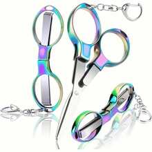 Compact Stainless Steel Folding Scissors, Zinc Alloy Handle, Rainbow Colored Coating, Sharp Polished Blades - Lightweight , Suitable For Travel, Fishing, Camping, Handmade - Portable Pocket Size - Multiple Styles - View 13