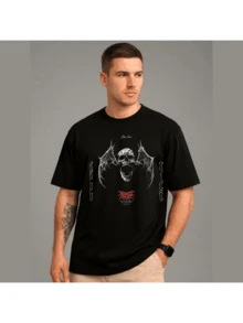 Men's T-Shirt With Wing Print By Darc - 黑色 - 查看 1