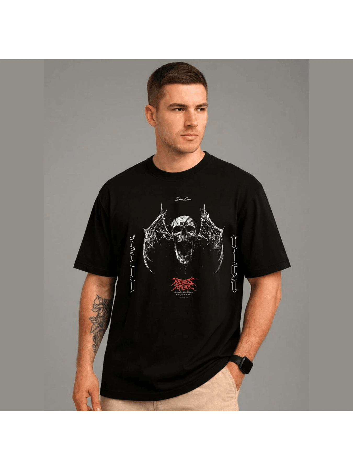 Men's T-Shirt With Wing Print By Darc - 黑色 - 查看 1