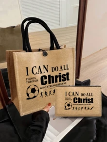 Túi Tote Khóa World Cup, In "Tôi Có Thể Làm Mọi Thứ Qua Người Ban Sức Mạnh Cho Tôi", Vải Không Dệt Nhẹ May Hai Đường, Có Khóa Khóa Chắc Chắn, Phù Hợp Cho Trận Đấu Bóng Đá, Sự Kiện Nhà Thờ, Đi Làm, Du Lịch, Lý Tưởng Cho Phụ Nữ Sùng Đạo, Người Đam Mê Bóng Đá, Sinh Viên, Có Thể Chứa Tài Liệu A4, Máy Tính Xách Tay, Đồ Dùng Thiết Yếu Hàng Ngày - Nhiều màu - Xem 4