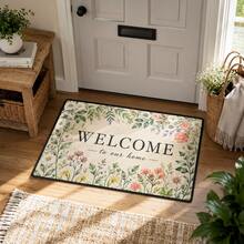 1pc "WELCOME TO OUR HOME" Minimalist Floral Design Doormat - Bedroom Carpet, Entryway Rug, Suitable For Home Decor, RV Entrance Mat, Room Accessories, Living Room, Study, Bedside, Sofa, Balcony - Multi-color a Style - View 2