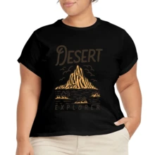 Camiseta Casual Plus Size para Mujer con Estampado Gráfico y Manga Corta - Negro - Ver 2