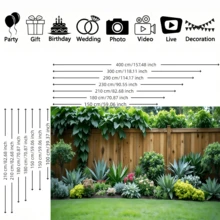 1pc Garden Courtyard Background Banner, Featuring Wooden Fences, Agave Plants And Tropical Greenery Elements, Suitable For Party, Event Shooting Or Scene Setting, And Courtyard Decoration, Etc. - A - View 3