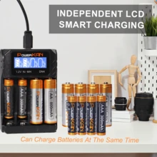 POWERKAN USB-C Fast Charger With LCD Display: 4 Independent Slots For AA/AAA NiMH Batteries, Includes 4/8pcs 1.2V Rechargeable Batteries (AA/AAA Mixed Optional), Real-Time Charging Status At A Glance - Yes - View 9