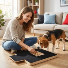 1pc Interactive Dog Puzzle Toy, Brain-Stimulating Treat Dispenser With Hidden Compartment, Mental Enrichment Nail Scratch Pad For Small/Medium Dogs - Black - View 1