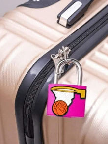 Basketball Pattern Luggage Lock, Small Suitcase Padlock With Key, Strong Copper Lock Core With Plastic Shell (Easy Lock Matching), Compact And Durable, Luggage Lock, Suitcase Mini Padlock, Travel Bag Metal Key Lock - Multicolor - View 4