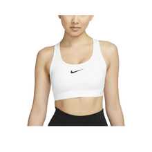 Nike Swoosh Solid Color Crew Neck Pullover Short Medium Support Quick-Drying Padded Sports Bra, Women's, White - White - View 12
