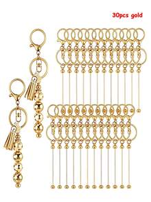 30pcs Beaded Keychain DIY Keyring Handmade Decorative Accessories, Beautiful Cute Beaded Keychain Bulk For Keychain Making Blank Beaded Keychain Craft Keychain DIY Holiday Gift Flat Lobster Clasp And Ring - DIY Craft Pack, Suitable For Backpacks - Figure 8 Keychain - View 16