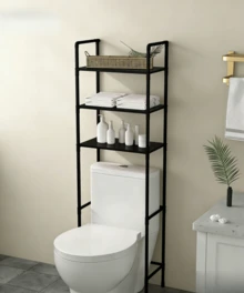 Metal Toilet Top Storage Cabinet |   Freestanding Iron Art Bathroom Storage Artifact With Spray Painted Frame, Storage Solution - 黑馬桶架 - 查看 11