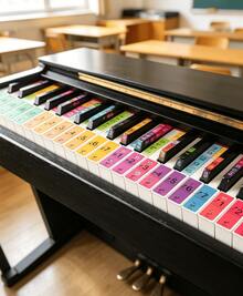 88-Key Piano Note Stickers, Removable Keyboard Key Labels For Beginners, Transparent Electronic Keyboard Note Decals, Color-Coded Music Guide For 88 Key Keyboards - Multicolor - View 1