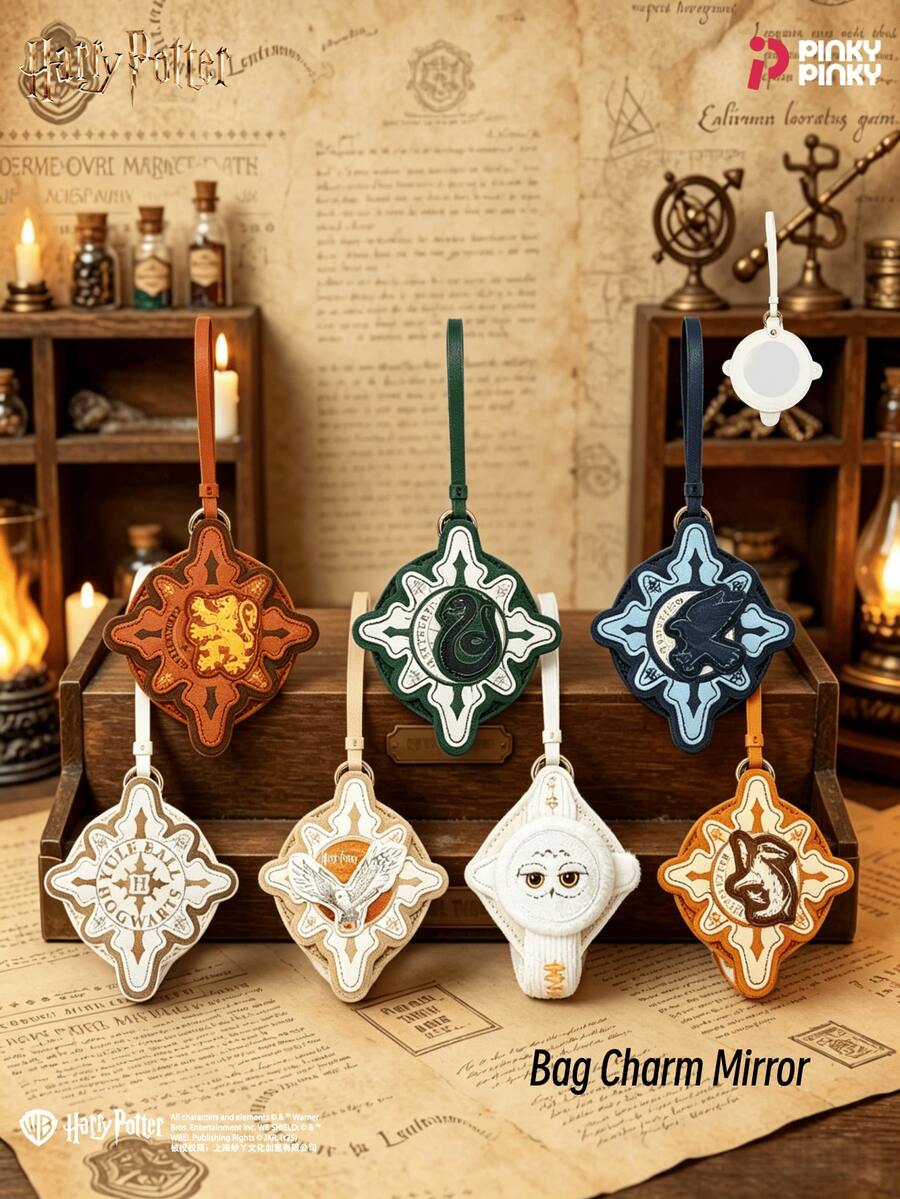Harry Potter 哈利波特包包掛飾鏡子 PU 皮革包掛吊飾裝飾配件 聖誕節萬聖節生日派對禮物