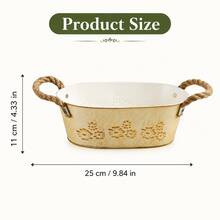 1pc/2pcs Beige Oval Planter With Decorative Rope, Large Capacity Design, Perfect For Planting Succulents, Herbs, Greenery Or Flowers, Suitable For Balcony, Living Room Or Windowsill - Flowerpot - View 3