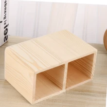 1pc Unfinished Wooden Makeup Box, Ceramic, Cup, Pen & Pen Holder, Desktop Organizer, Multipurpose - MultiWarna - View 4