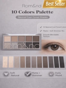 Rom&nd Better Than Palette 102g 04 Dusty Fog Garden | Eye Makeup Palette, Matte And Shimmer Eye Shadow, Sparkling Glittery, Various 10 Shades, Long Lasting, High Pigmented, Blendable - 04 Khu vườn sương mù bụi bặm - Xem 1