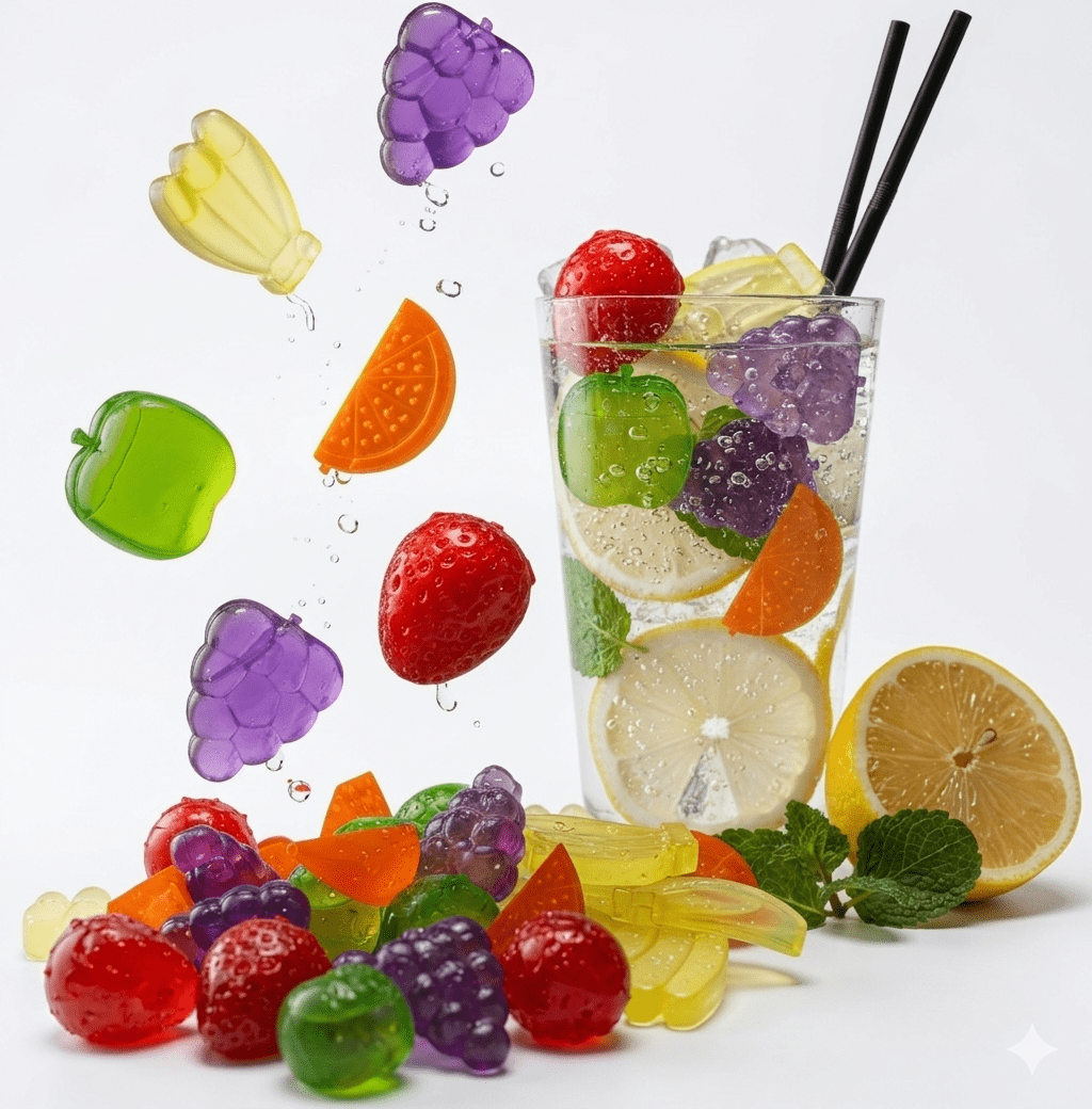 24pz Hielos Reutilizables Plastico de Formas y Colores Lavables Frutas Cubos para el Calor