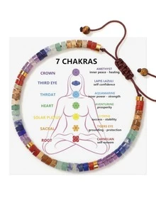 1 chiếc vòng tay chữa bệnh bằng đá bán quý tự nhiên 7 luân xa, vòng tay pha lê yoga giảm lo âu, quà tặng unisex - Đầy màu sắc - Xem 1