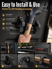 2pcs Quick Release Tool Mounting Clips, 30-40mm Adjustable Rubber Fasteners, Suitable For Shovel/Axe, Universal Fit For Car Roof Rack/Off-Road Vehicle/ATV/UTV, Stable Anti-Scratch Tool Storage Clips - Fastener - View 7