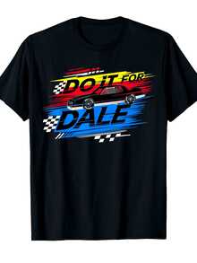 Men's Retro Unisex Loose-Fit T-Shirt, Comfortable And Versatile, Quick-Drying, Black "Do It Dale" T-Shirt For Both Sexes, With A Striking Racing Print, Casual Crew Neck, Lightweight T-Shirt, Urban Style For Summer, Ideal For Travel, Home And Parties, A Perfect Gift For Women And Men. - 黑色 - 查看 6